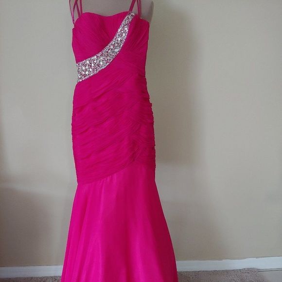 SALE! New Christopher Henry Long Gown in Hot Pink - Picture 2 of 2